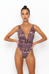 ADISA SWIMSUIT - BROWN SNAKE RIB
