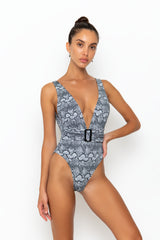 ADISA SWIMSUIT - BLACK/WHITE SNAKE RIB