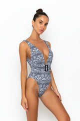 ADISA SWIMSUIT - BLACK/WHITE SNAKE RIB